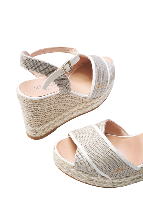 Viscata Empuria Canvas Espadrille Sandal Wedges In Ivory