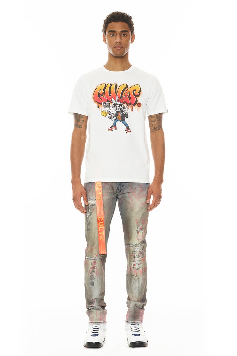 Rocker Belted Slim Straight Leg Jeans, Alternate, color, GARNET