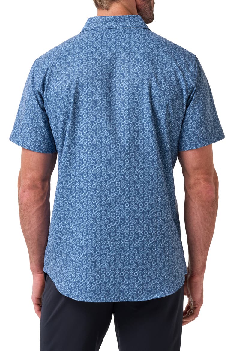 Techwoven Sunlight Floral Short Sleeve Performance Button-Up Shirt, Alternate, color, BERING SEA