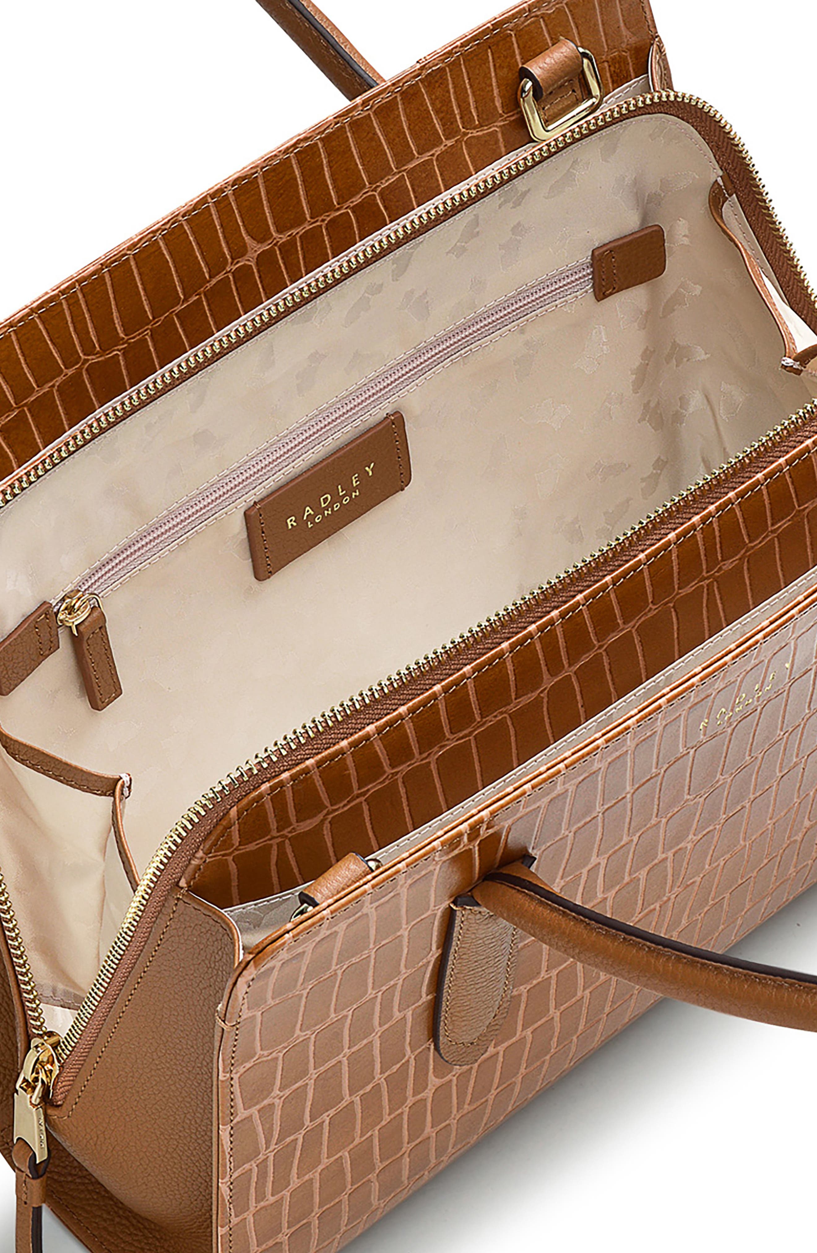 Liverpool Street Croc Embossed Medium Tote Bag, Alternate, color, CARAMEL