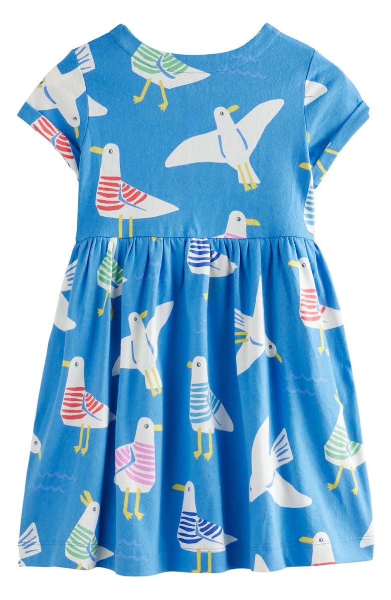 Mini Boden Kids' Fun Seagull Print Cotton Jersey Dress, Alternate, color, 