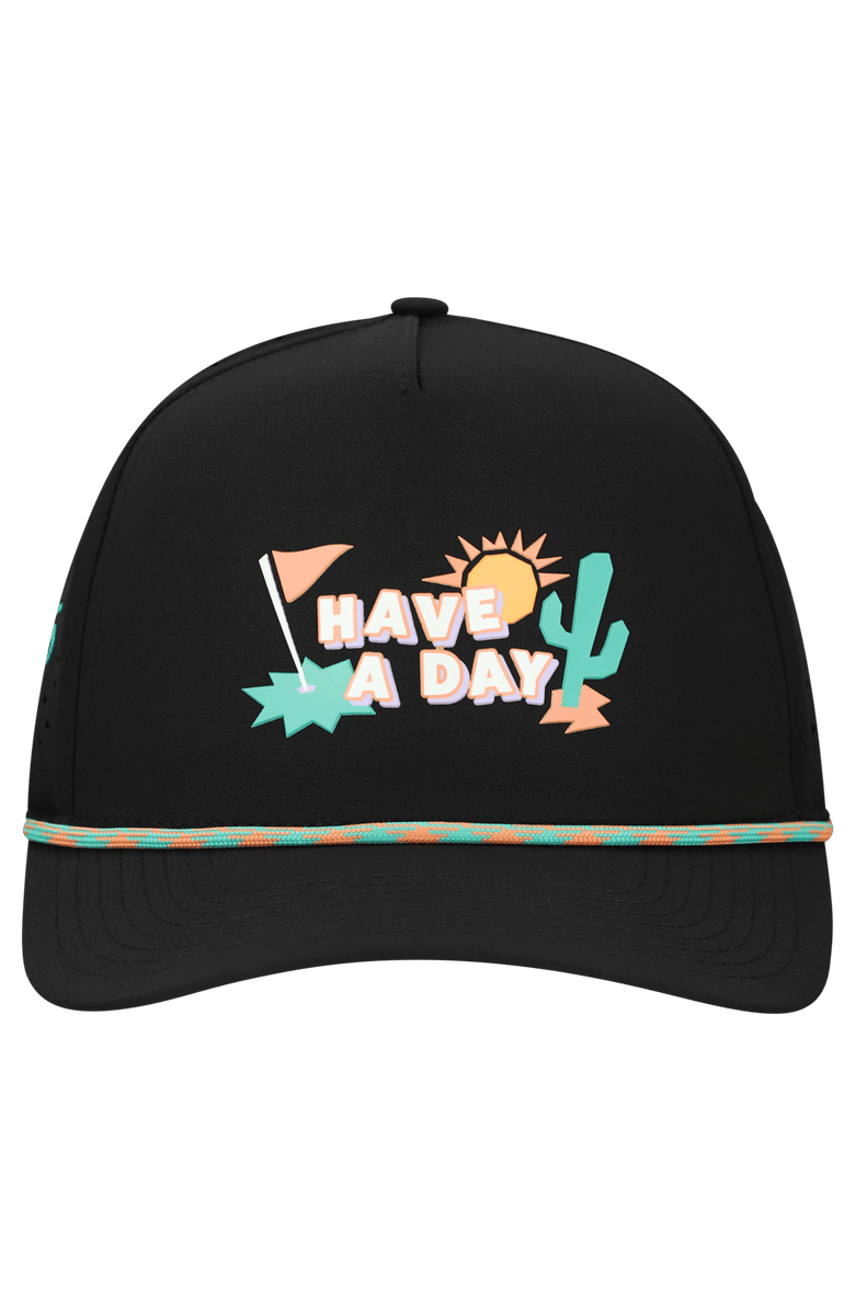 Breezy Golf Men's Breezy Golf Black WM Phoenix Open Heat Check Have A Day Perforated Adjustable Hat, Alternate, color, Black