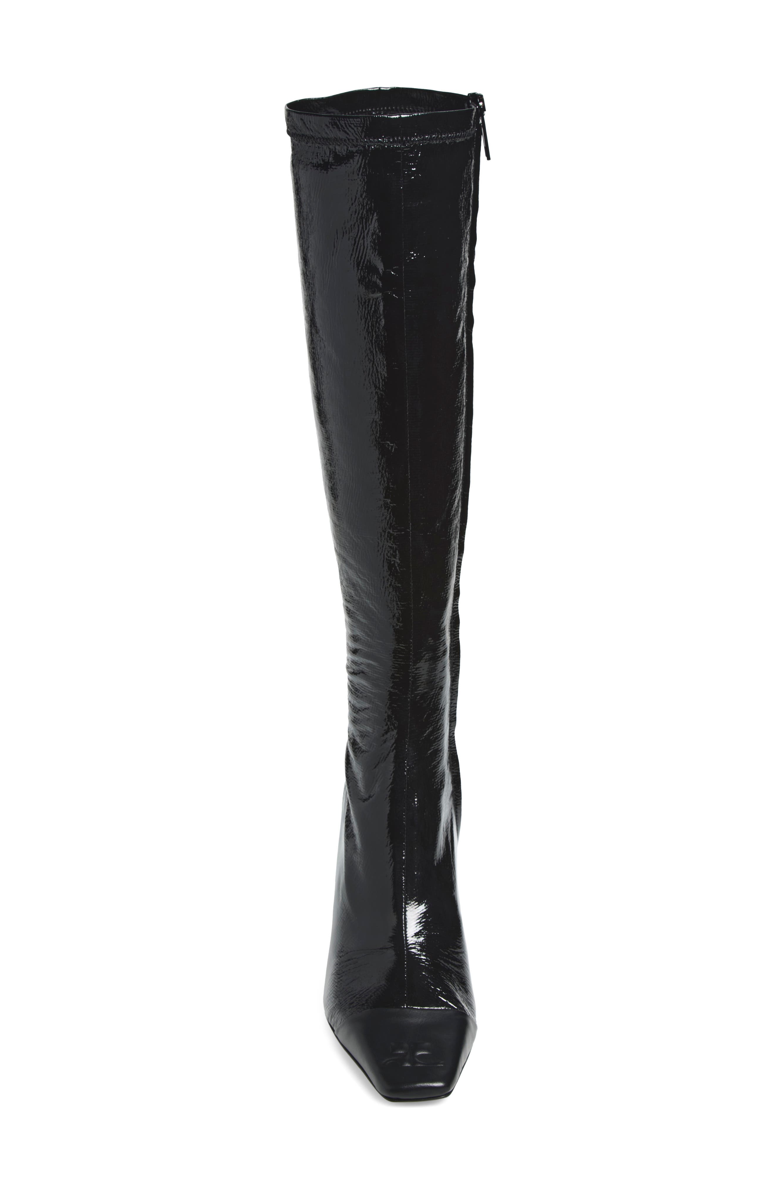 Cap Toe Vinyl Boot, Alternate, color, BLACK/ BLACK