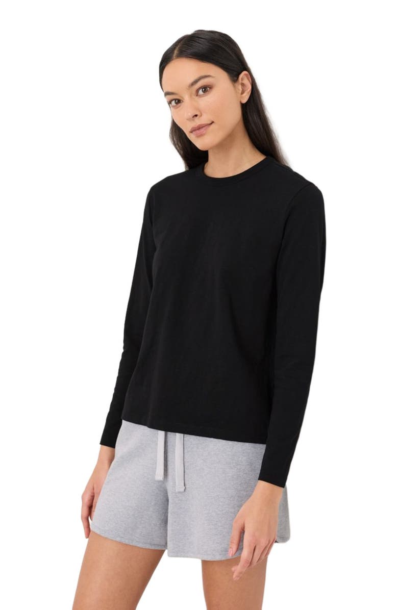 Pact Organic Cotton Soft-Slub Essential Crewneck Long Sleeve Tee, Alternate, color, Black