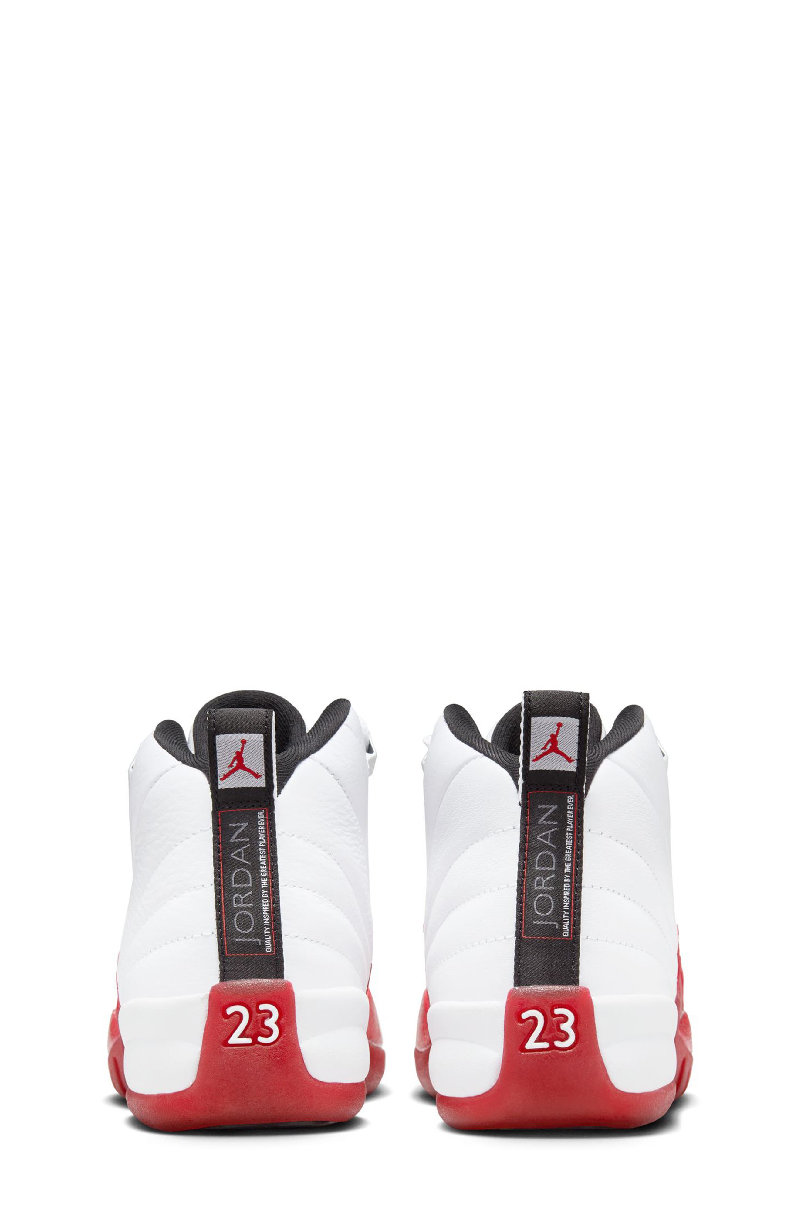 Jordan Kids' Air Jordan 12 Retro Basketball Shoe, Alternate, color, White/ Black/ Varsity Red