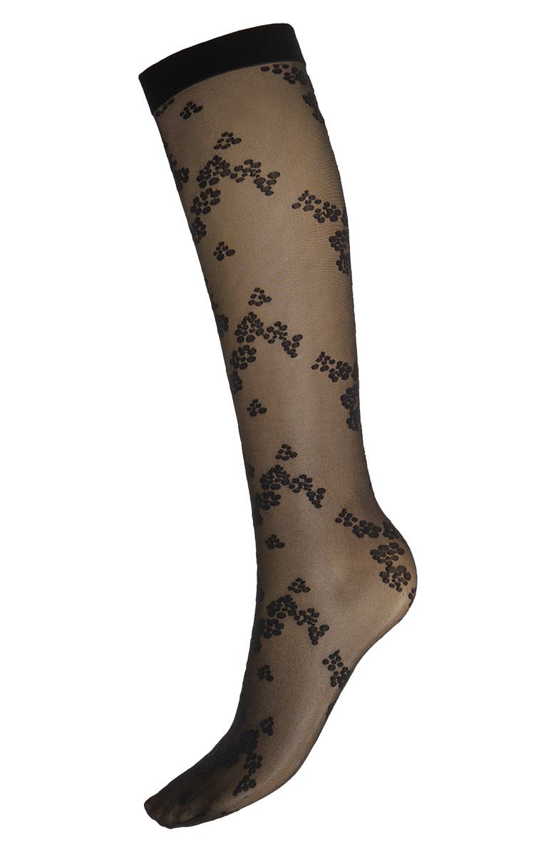 Wolford Floret Knee High Socks, Alternate, color, Black
