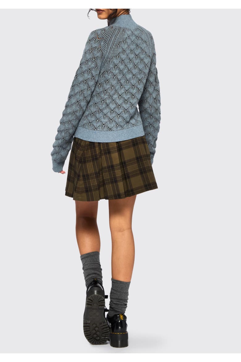 Edna Cotton Leaf Funnel Neck Jumper, Alternate, color, Blue