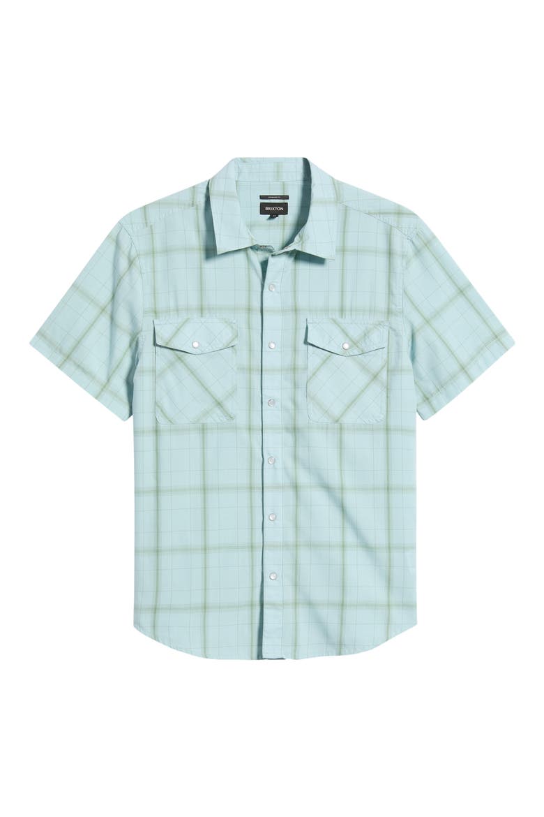 The Breezy Wayne Plaid Short Sleeve Shirt, Alternate, color, SEAFOAM PLAID