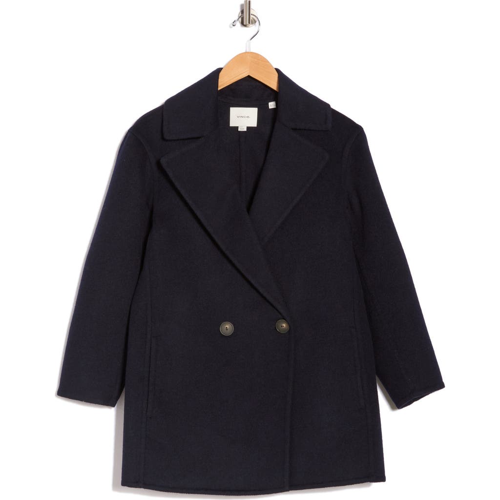 Vince Wool Blend Car Coat In Blue