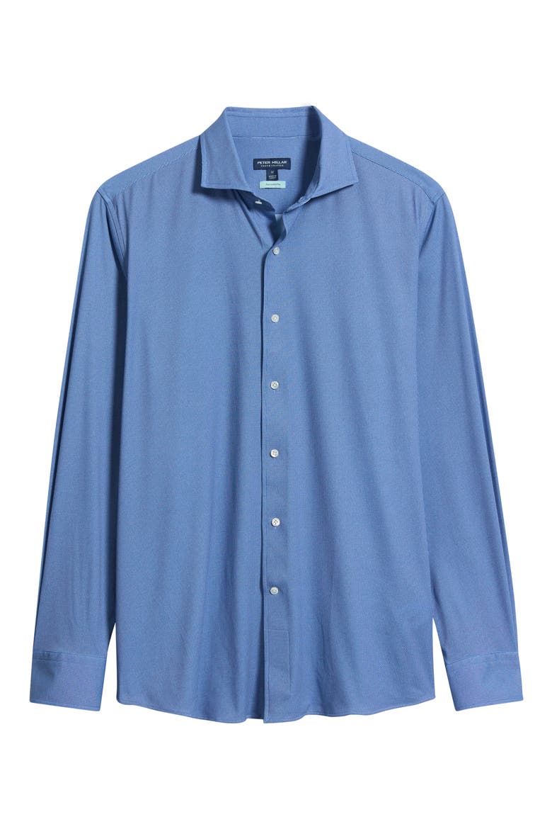 Excursionist Flex Tailored Fit Microprint Wrinkle Resistant Button-Up Shirt, Alternate, color, WINDY BLUE