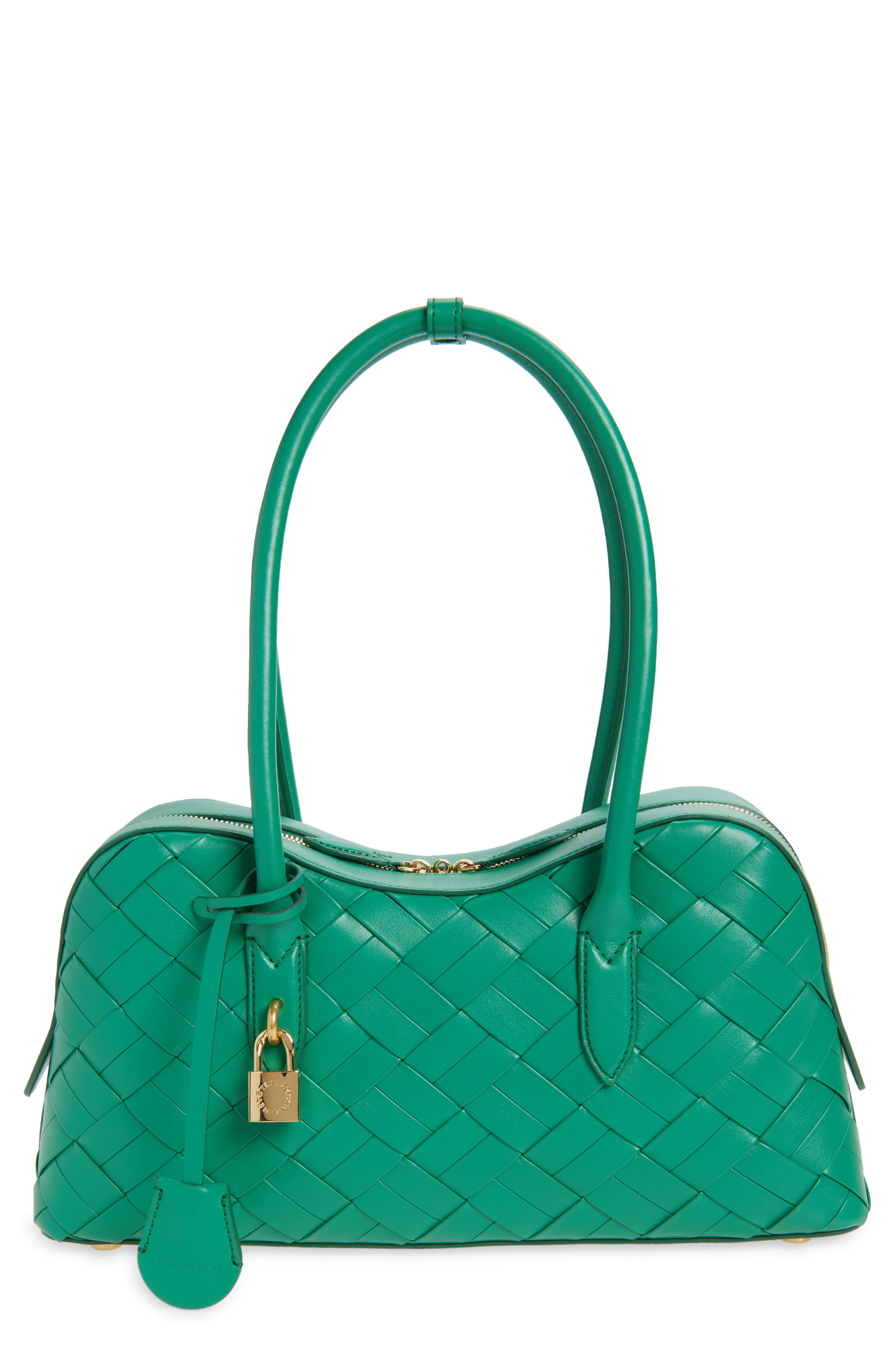 Stella McCartney Ryder Woven Faux Leather Shoulder Bag, Main, color, Bright Green