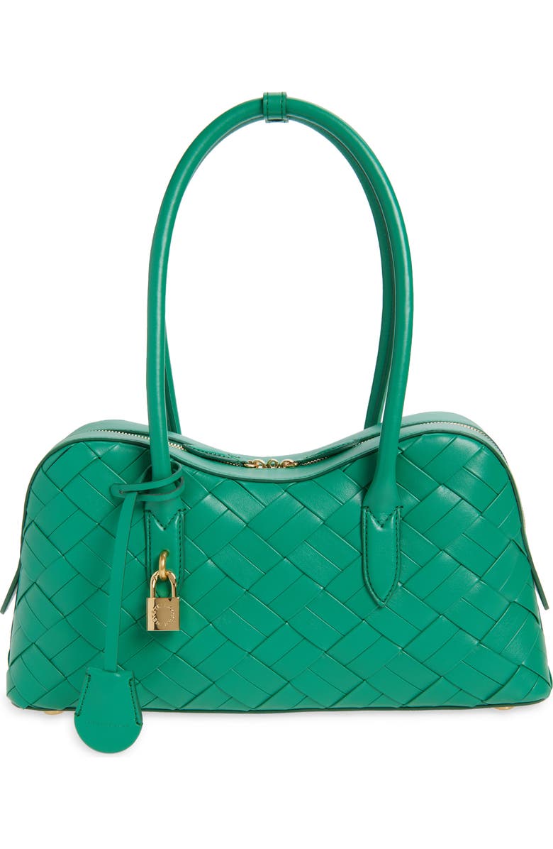 Stella McCartney Ryder Woven Faux Leather Shoulder Bag, Main, color, Bright Green