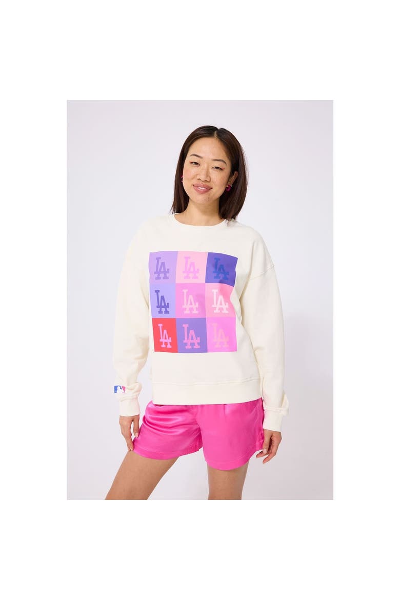 Women's Terez Cream Los Angeles Dodgers Technicolor Oversized Pullover Sweatshirt, Alternate, color, Cream