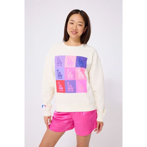 Terez Cream Los Angeles Dodgers Technicolor Oversized Pullover Sweatshirt