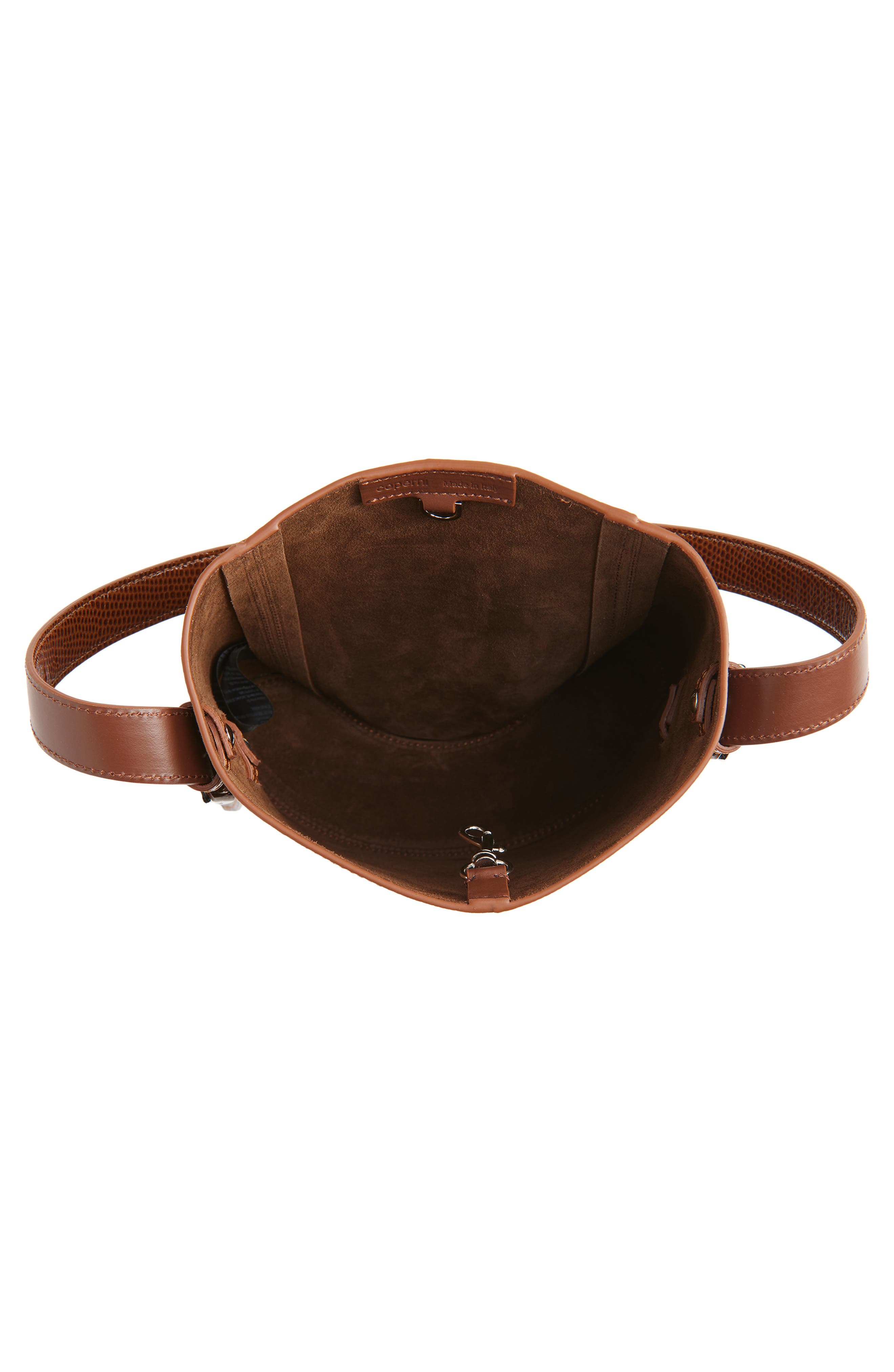 Coperni Ergonomic Lizard Print Leather Bucket Bag, Alternate, color, Brown Camel