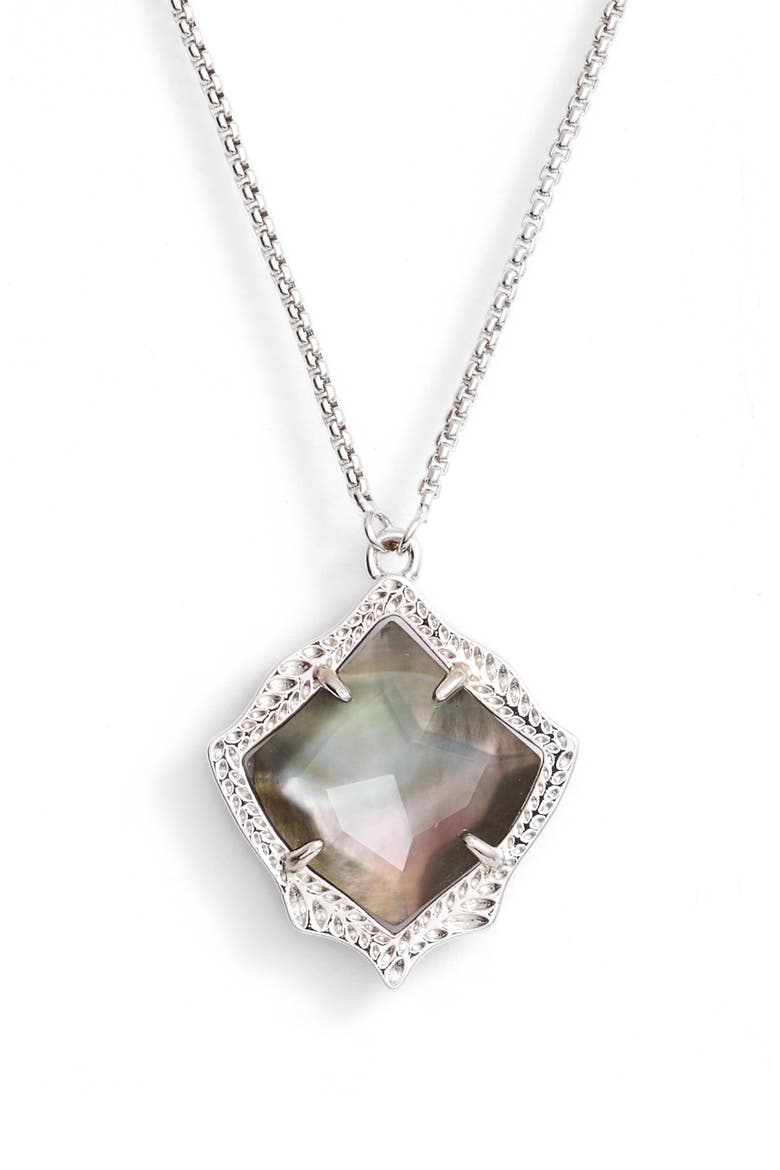 Kacey Pendant Necklace, Main, color, BLACK MOP/ SILVER