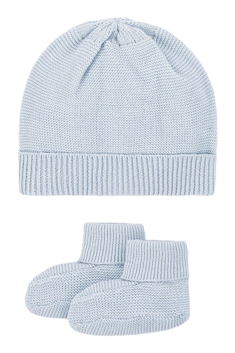 Baby Organic Sweater Beanie and Bootie Set, Infant, Alternate, color, Airy Blue Beanie Set