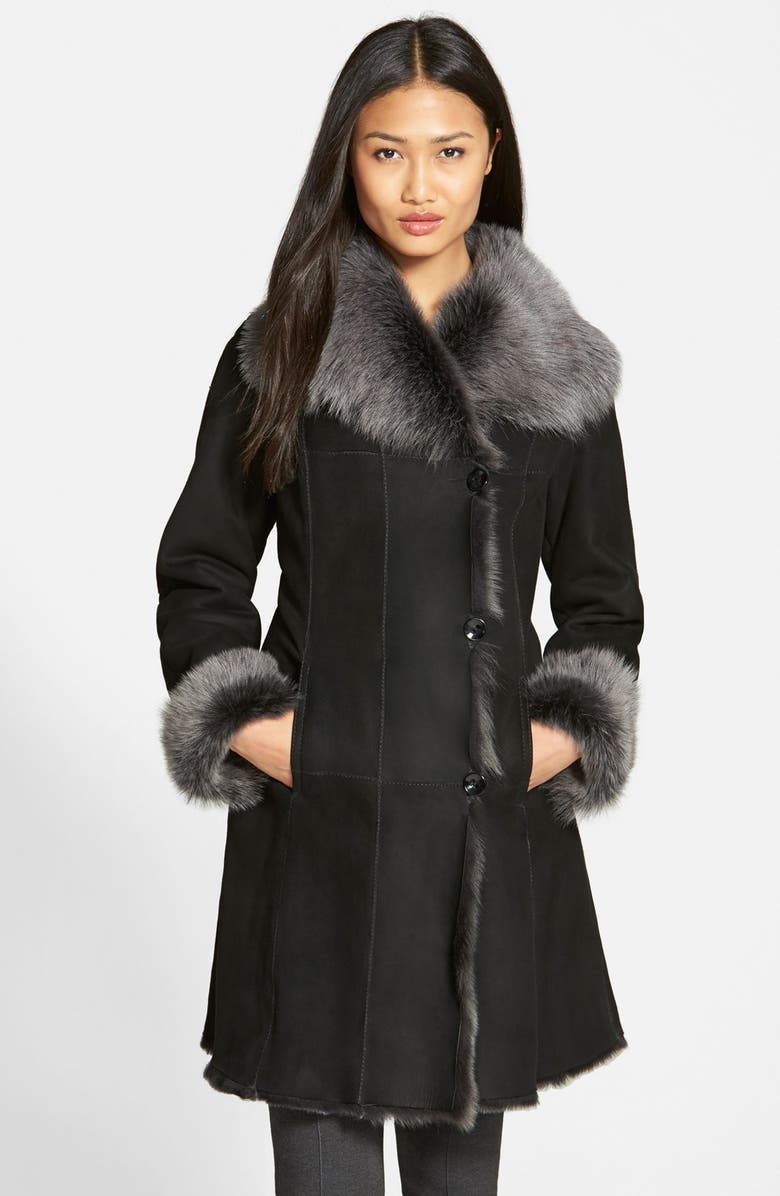 HiSO Raw Edge Genuine Toscana Shearling Coat, Main, color, 