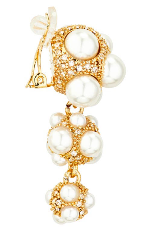 Oscar De La Renta Faux Pearl Pavé Cluster Triple Drop Earrings In Gold