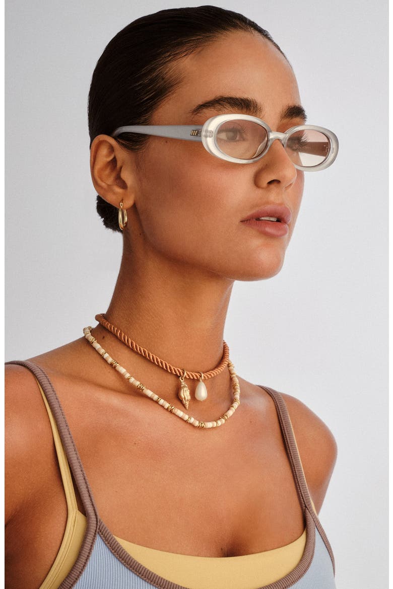 Outta Love 51mm Oval Sunglasses, Alternate, color, SILVER PEARL / LIGHT BROWN