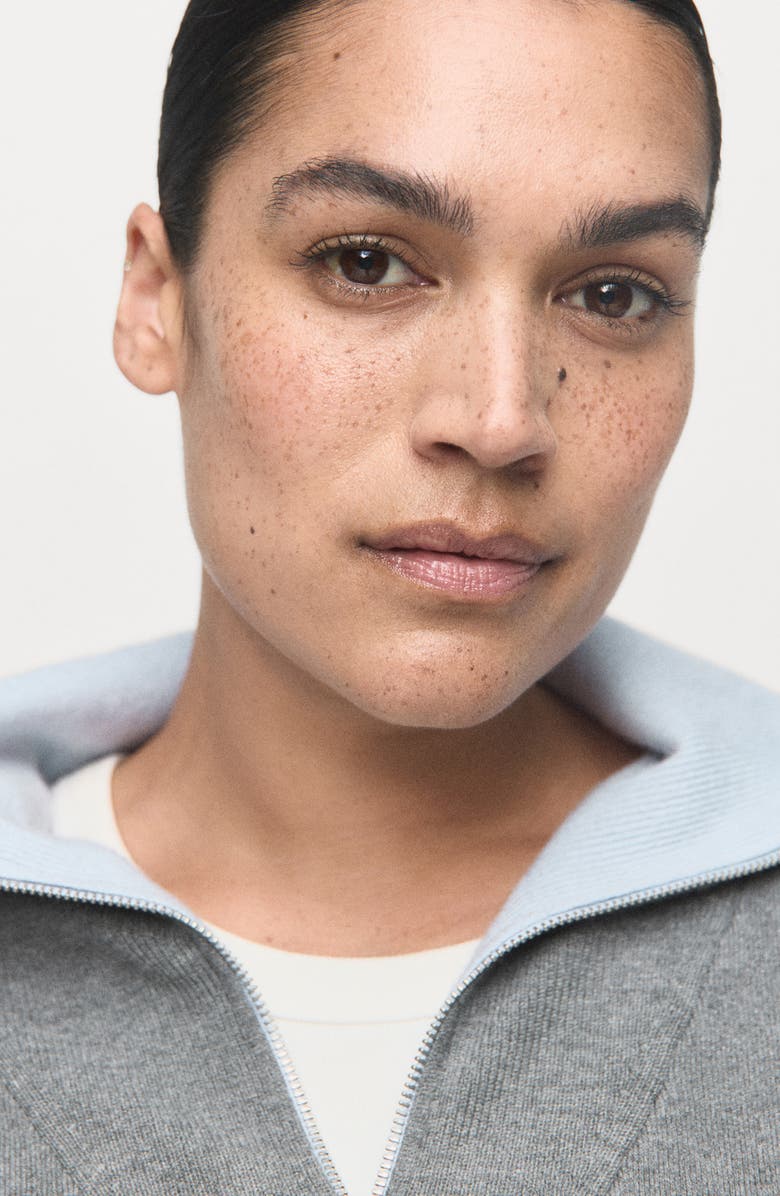 MANGO Quarter Zip Turtleneck Sweater, Alternate, color, Grey