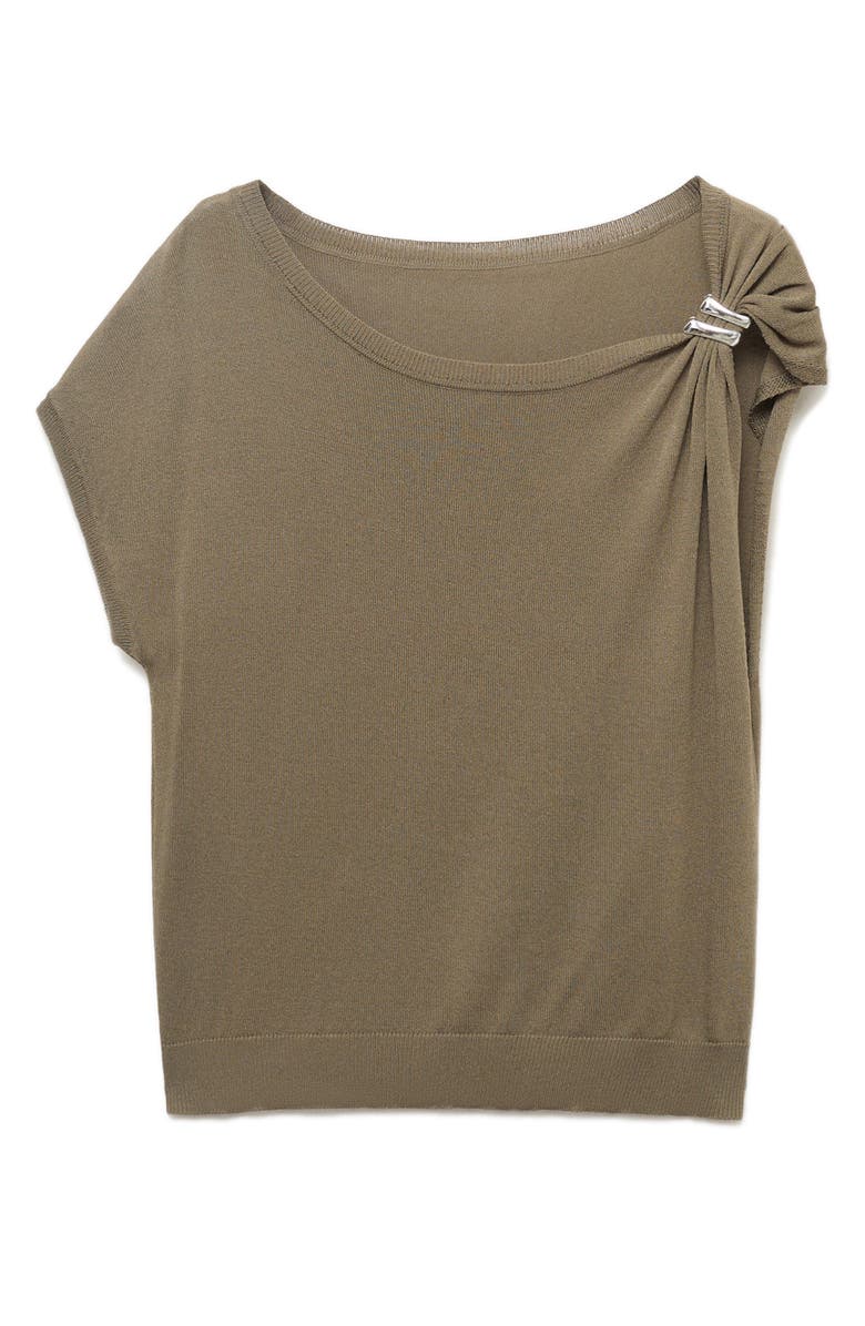 MANGO Gathered Hardware Knit Top, Alternate, color, Medium Brown