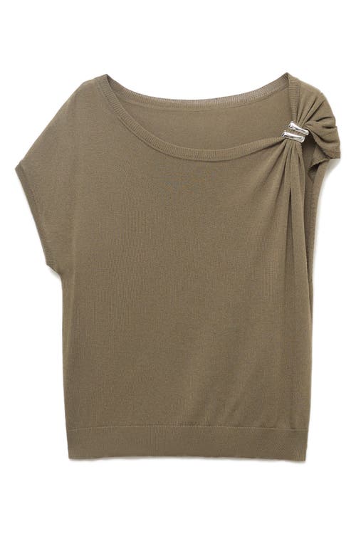 Mango Gathered Hardware Knit Top In Brown