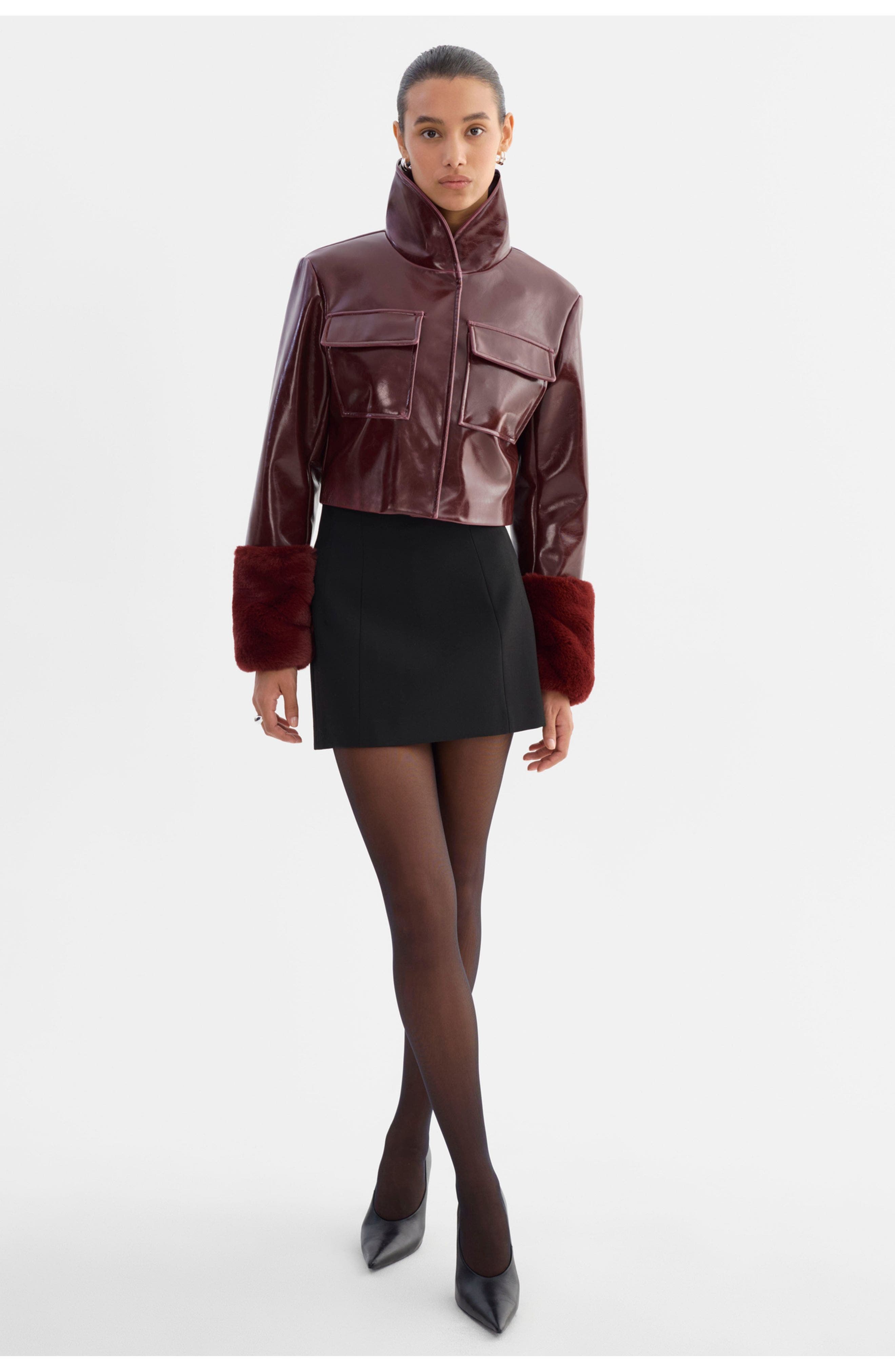 Hedda | Cropped Faux Leather Jacket - image 4