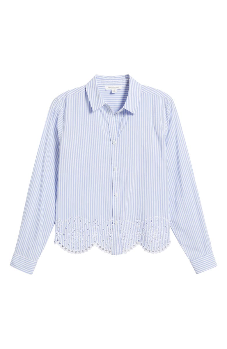 beachlunchlounge Jullian Embroidered Eyelet Shirt, Alternate, color, Blue Glass