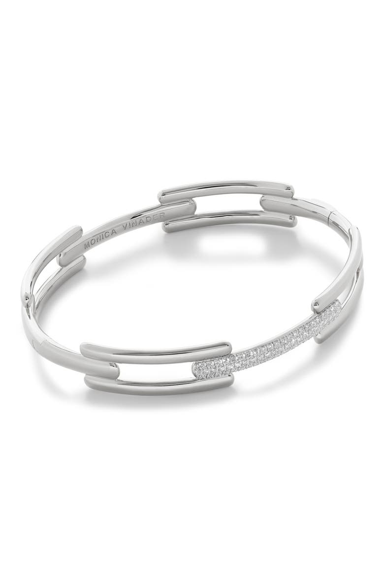 Lab Created Diamond Bangle, Main, color, 14KT STERLING SILVER / DIAMOND