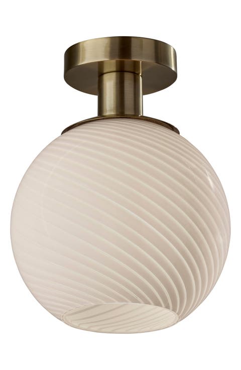 Swirl Antiqued Brass Flush Mount Light