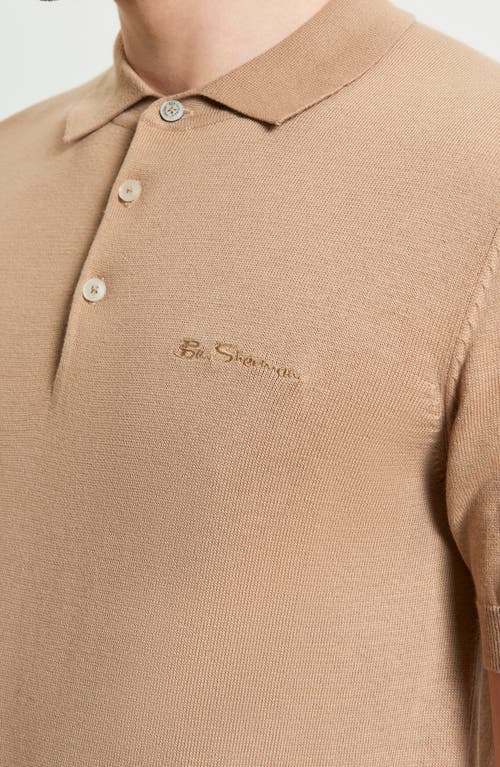 Ben Sherman Signature Organic Cotton Polo Sweater In Sand