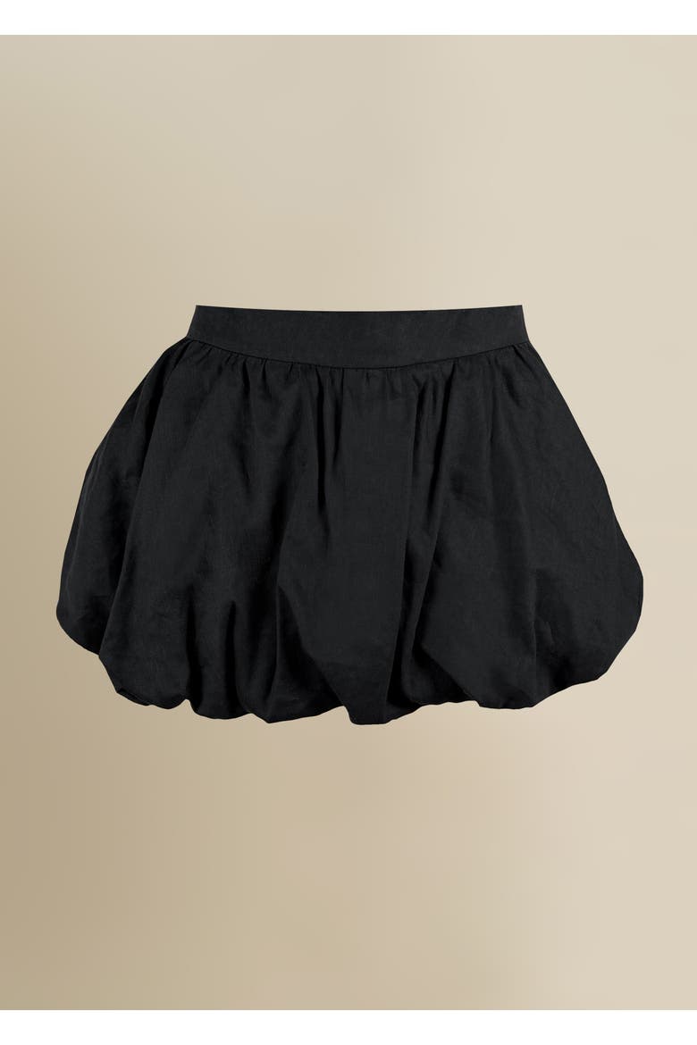 Linen Good Structured Stretch Mini Puff Skirt, Main, color, Black