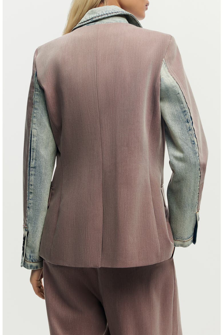 Denim Trim Blazer, Alternate, color, PINK