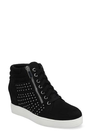 Journee Collection Journee Womens Clarity High Top Wedge Sneaker In Black