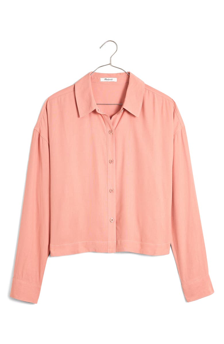 Madewell Lusterweave Hartfield Crop Shirt, Alternate, color, Misty Rose