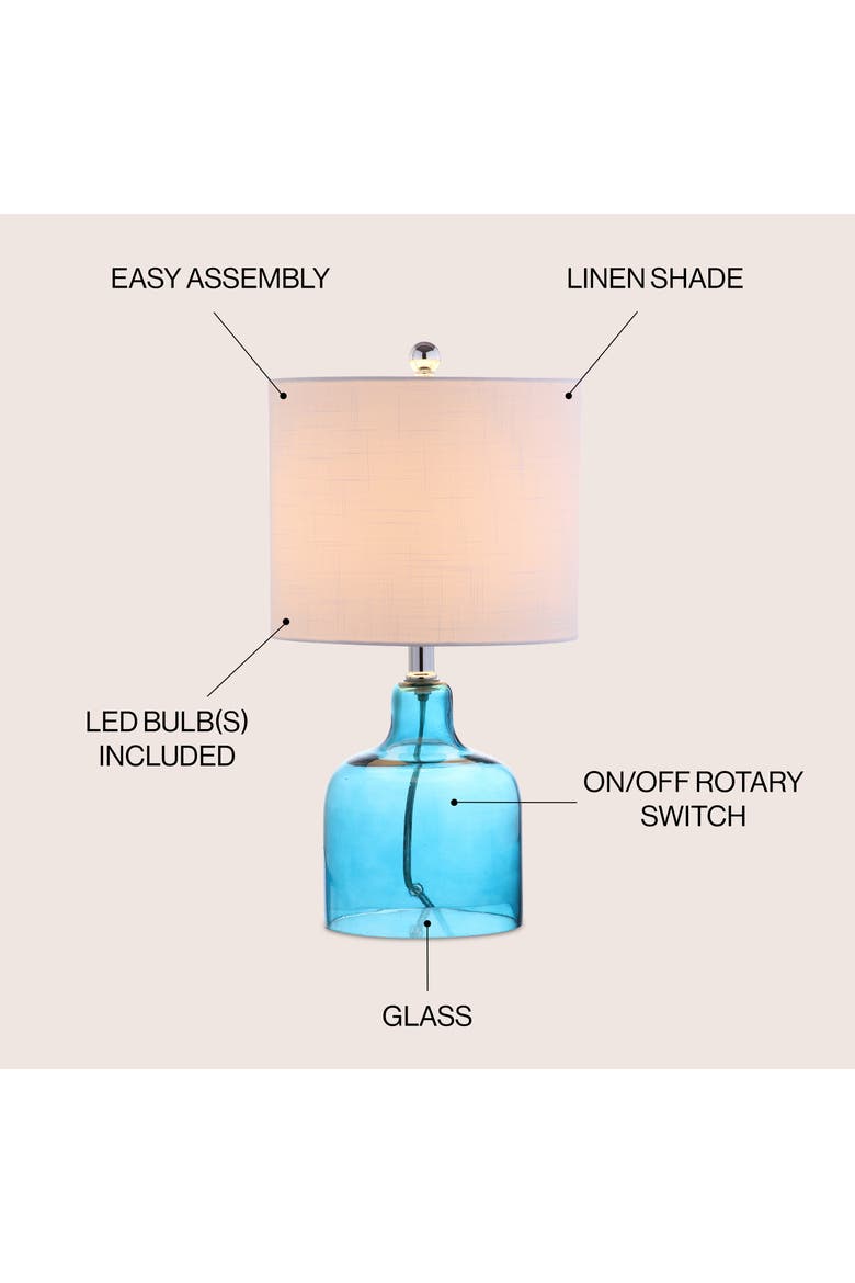 Gemma Glass Bell LED Table Lamp, Alternate, color, Moroccan Blue