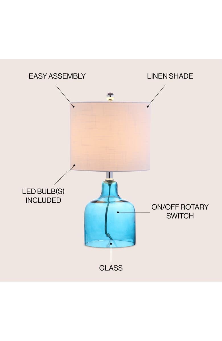 JONATHAN Y Gemma Glass Bell LED Table Lamp, Alternate, color, Moroccan Blue