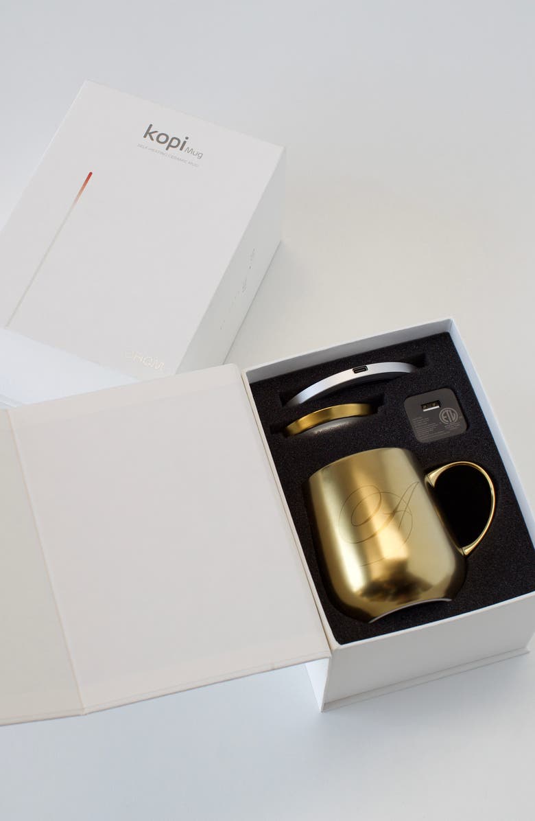 OHOM Ui Monogram Golden Mug & Warmer Set, Alternate, color,