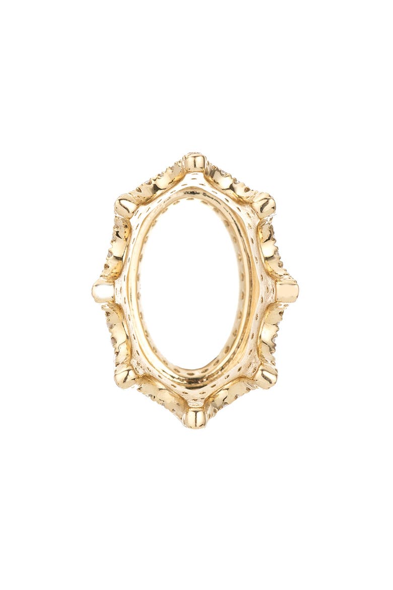 Pavé Crown Big Bead Charm, Alternate, color, YELLOW GOLD