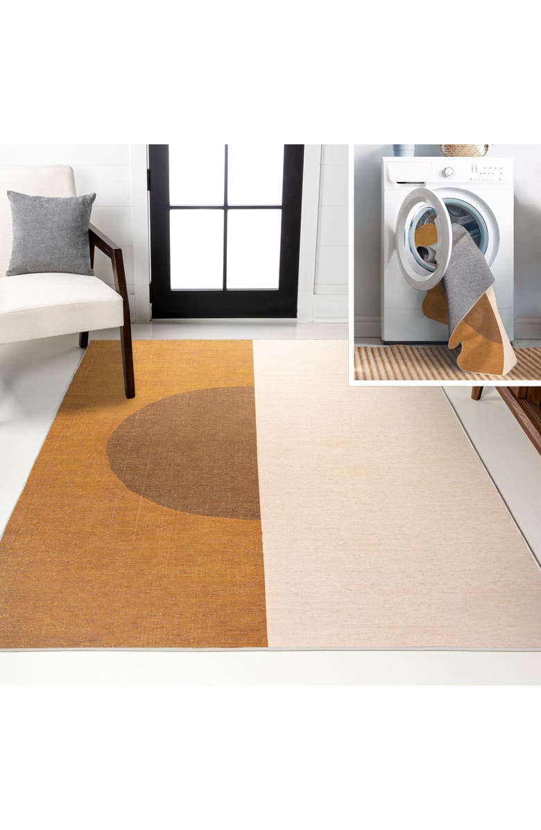 JONATHAN Y Demie Minimalist Graphic Circle Machine-Washable Area Rug, Main, color, Brown/Cream/Terracotta