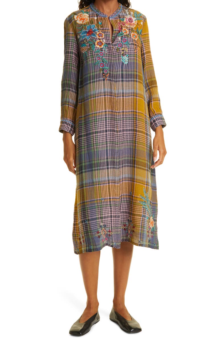 Johnny Was Francisca Cotton Shift Midi Dress, Main, color,