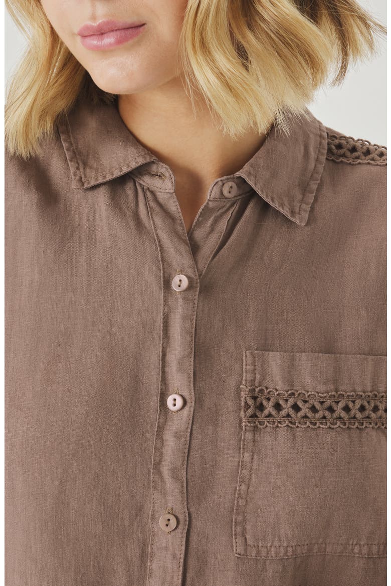 Stella Linen Button Down Shirt, Alternate, color, WICKER BEIGE