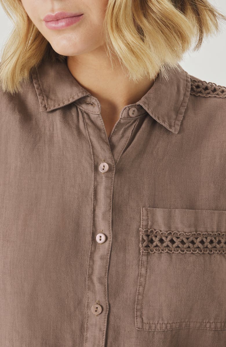 Splendid Stella Linen Button Down Shirt, Alternate, color, Wicker Beige