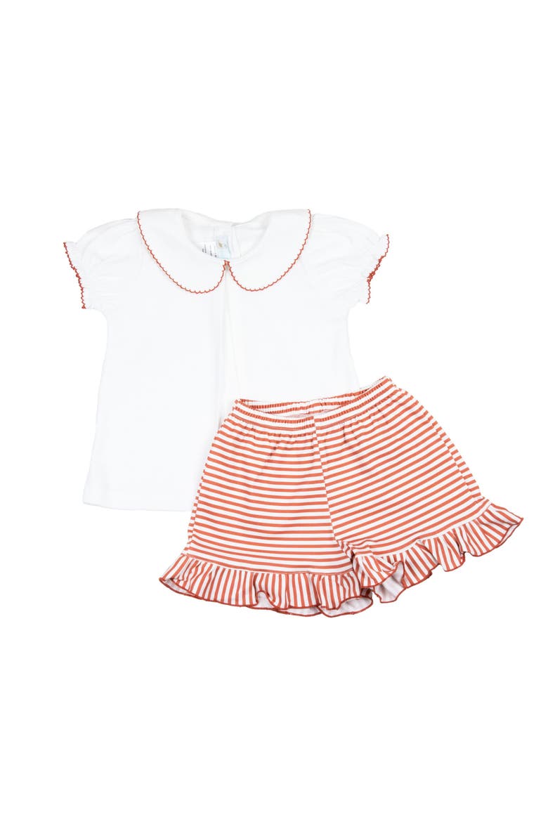 Game Day Striped Girls Short Set, Main, color, White Multi