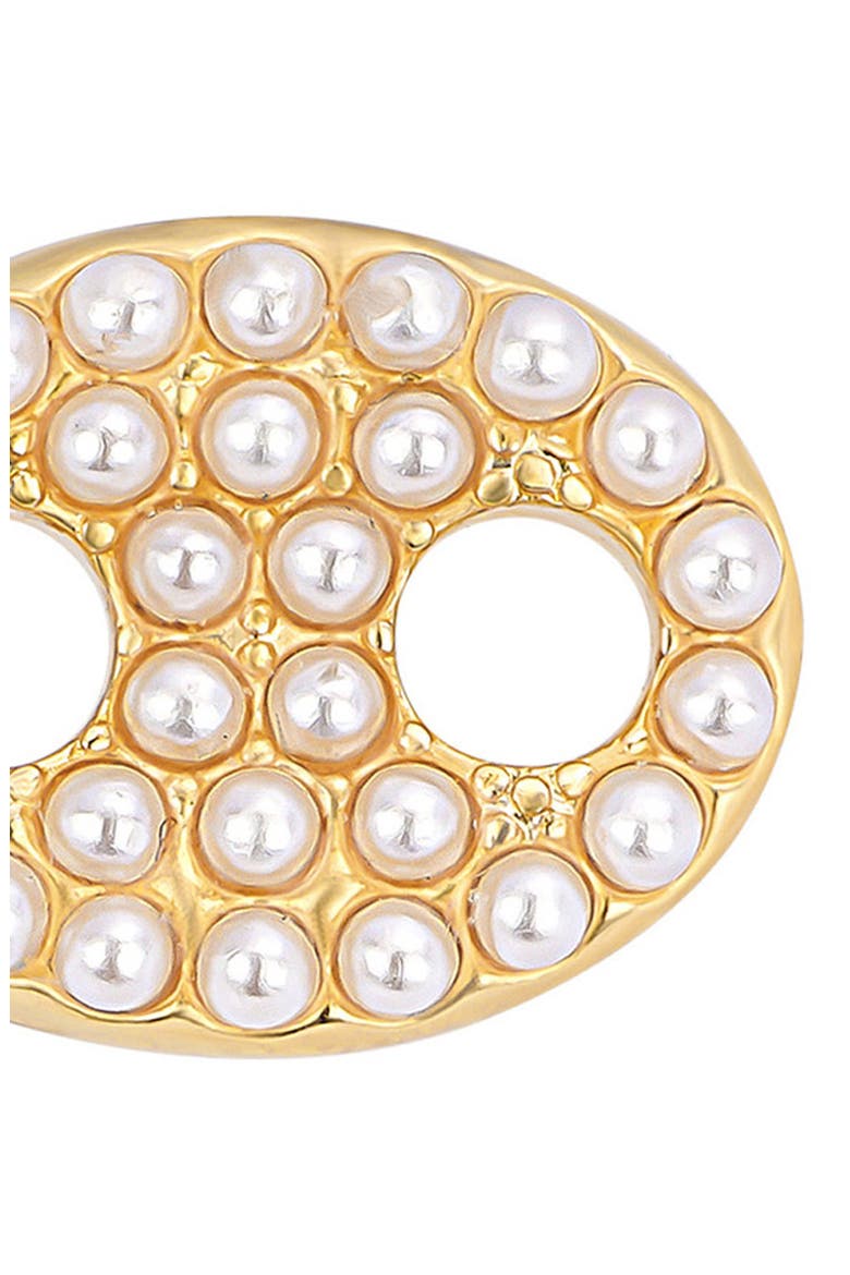 Modern Muse Faux Pearl Mariner Stud Earrings, Alternate, color, GOLD
