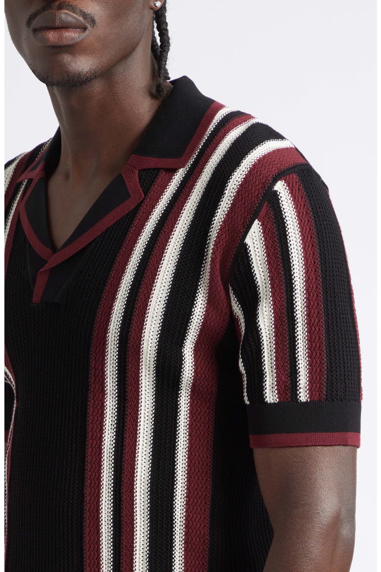Serafino Stripe Polo, Alternate, color, N9875 NERO/ B.CO/ BORDEAUX