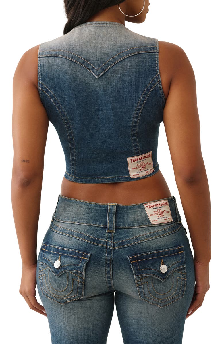 True Religion Denim Vest, Alternate, color, Tinted Medium Wash