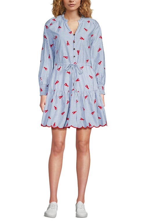 LANDS' END LANDS' END LONG SLEEVE EYELET MINI POPOVER DRESS