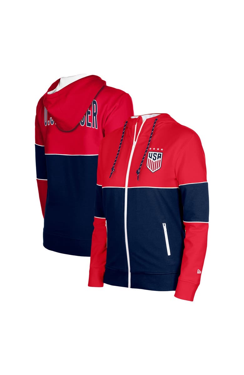 5TH AND OCEAN BY NEW ERA Women's 5th & Ocean by New Era Navy USWNT Active Stretch Fleece Full-Zip Hoodie Jacket, Alternate, color, 